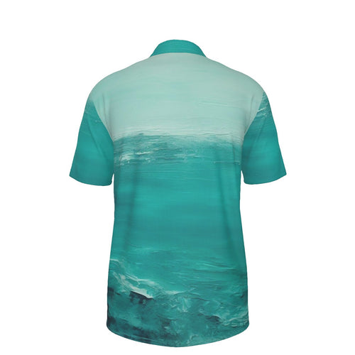 Bailees Sea Green Print Men's Polo Collar Jersey