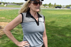 LB Jessica Grey Mesh Polo