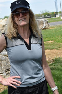 LB Jessica Grey Mesh Polo