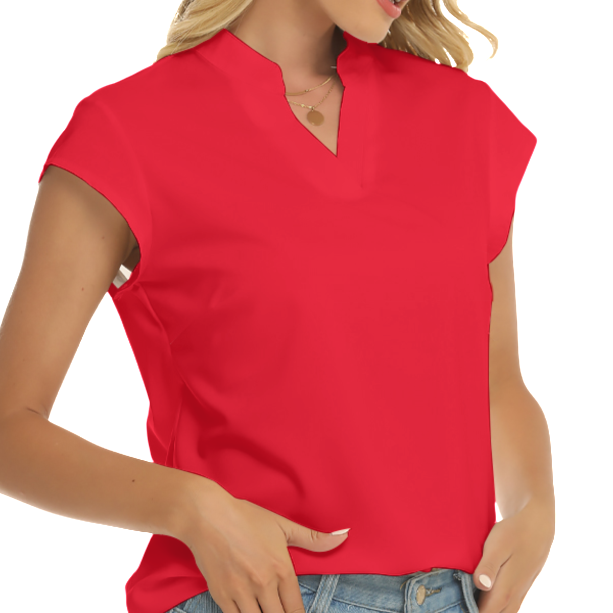 LB Jessica Stacked V-neck Short Sleeve Blouse