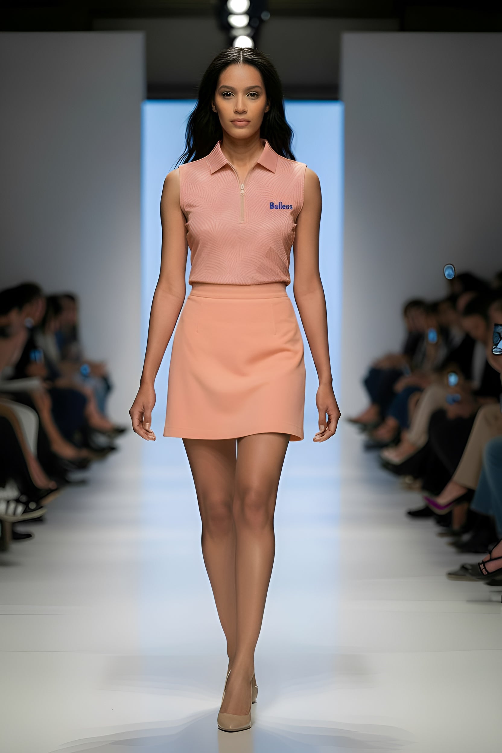 Peach Zip-Front Performance Skort