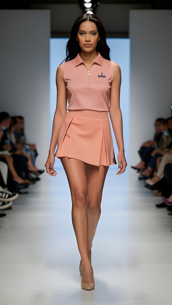 Peach Zip-Front Performance Skort