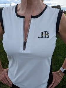 LB Jessica Black and White mesh polo