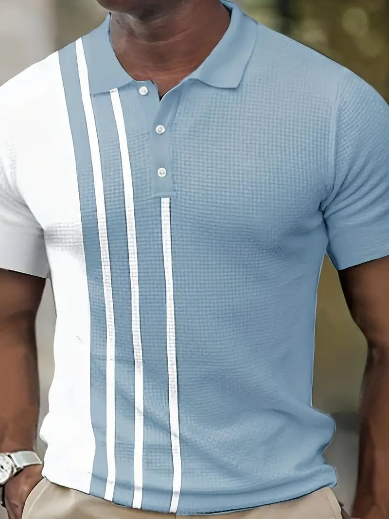 Men's Casual Button Up Short Sleeve Lightweight Polo Shirt, Men's Polo For Golf