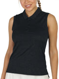 Neck Half Button Tennis T-shirts, Quick Drying Sleeveless Golf Sports Polo Shirts, Women's Activewear