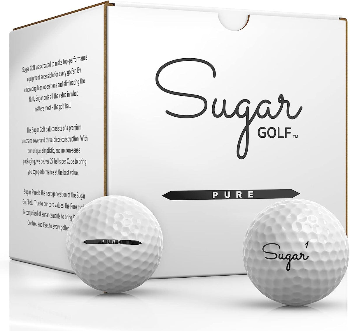 Sugar Golf | 2024 G2 - Pure | 27 Balls | 3-Piece, Premium Urethane - White