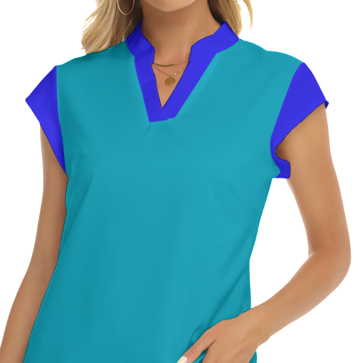 LB Jessica Stacked V-neck Short Sleeve Blouse