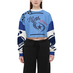 Women’s Cowboys Cropped Crewneck Sweatshirt-Techno Scuba Knit