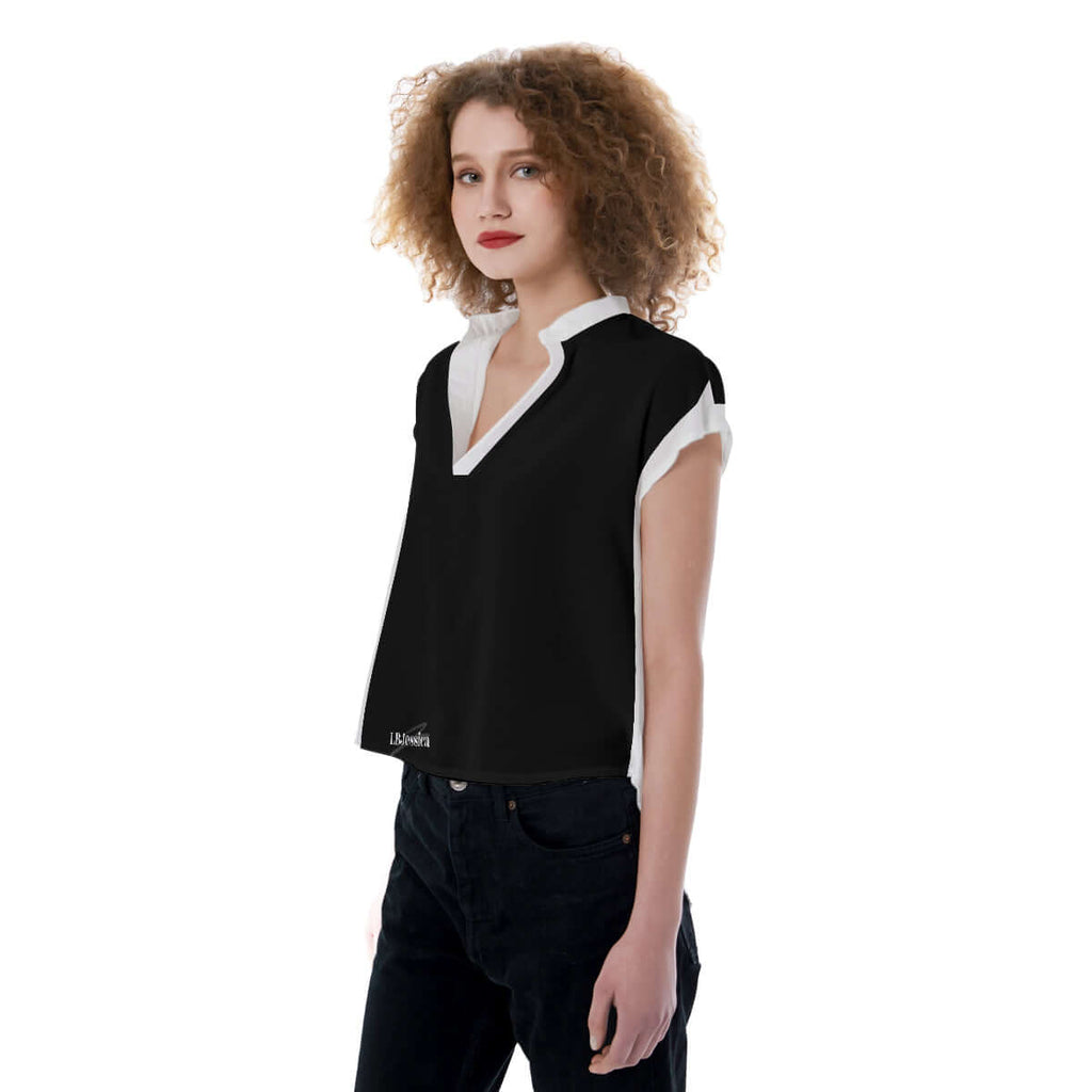 LB Jessica V-neck Stand-up Collar golf shirt