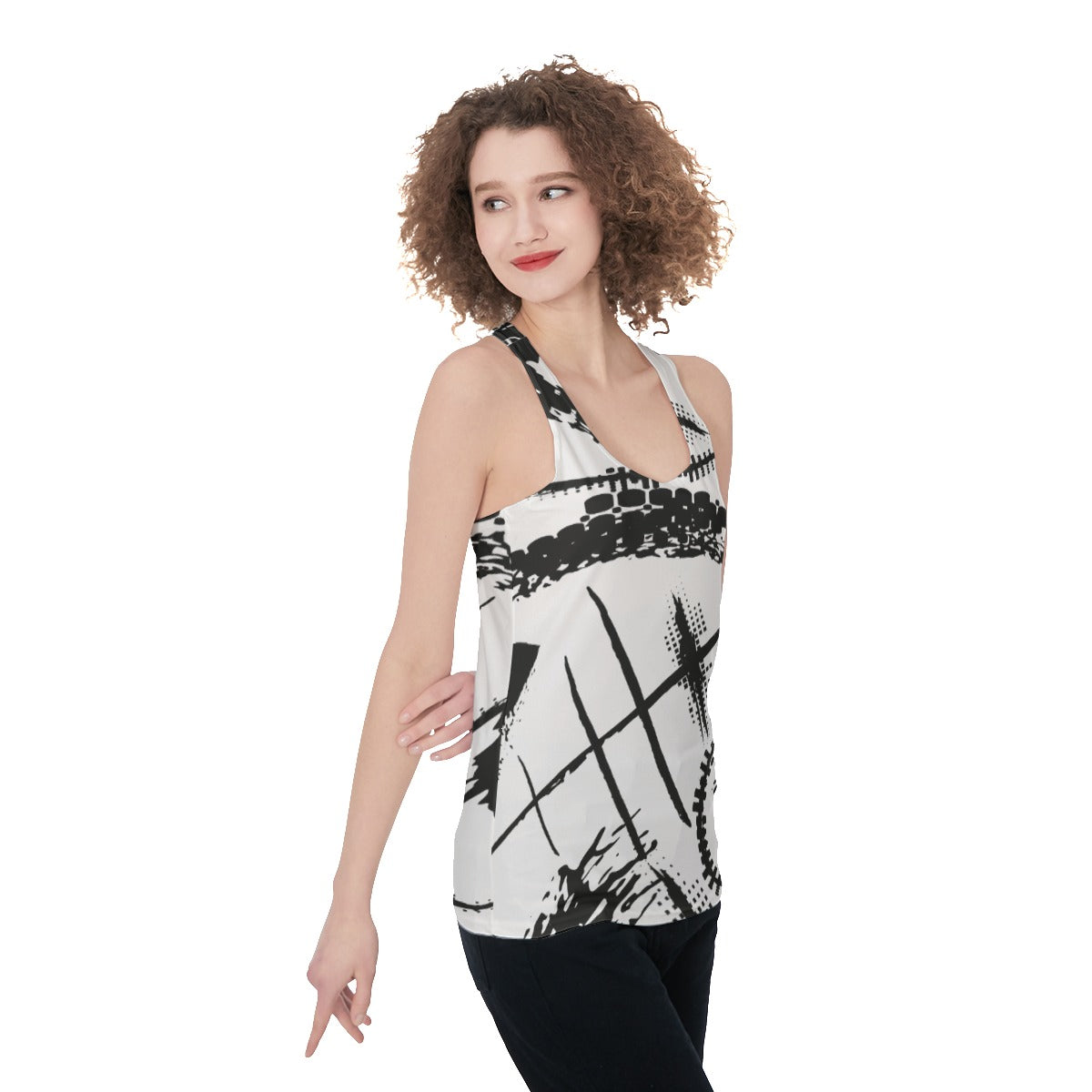 LB Jessica black and white Racerback Tank Top
