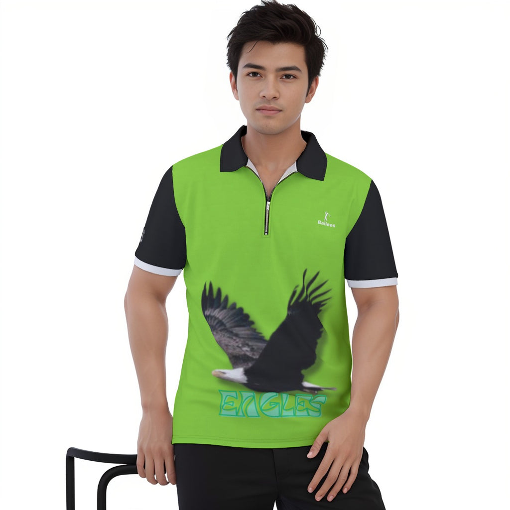 Bailees Men's Eagles Polo Shirt with  Zipper