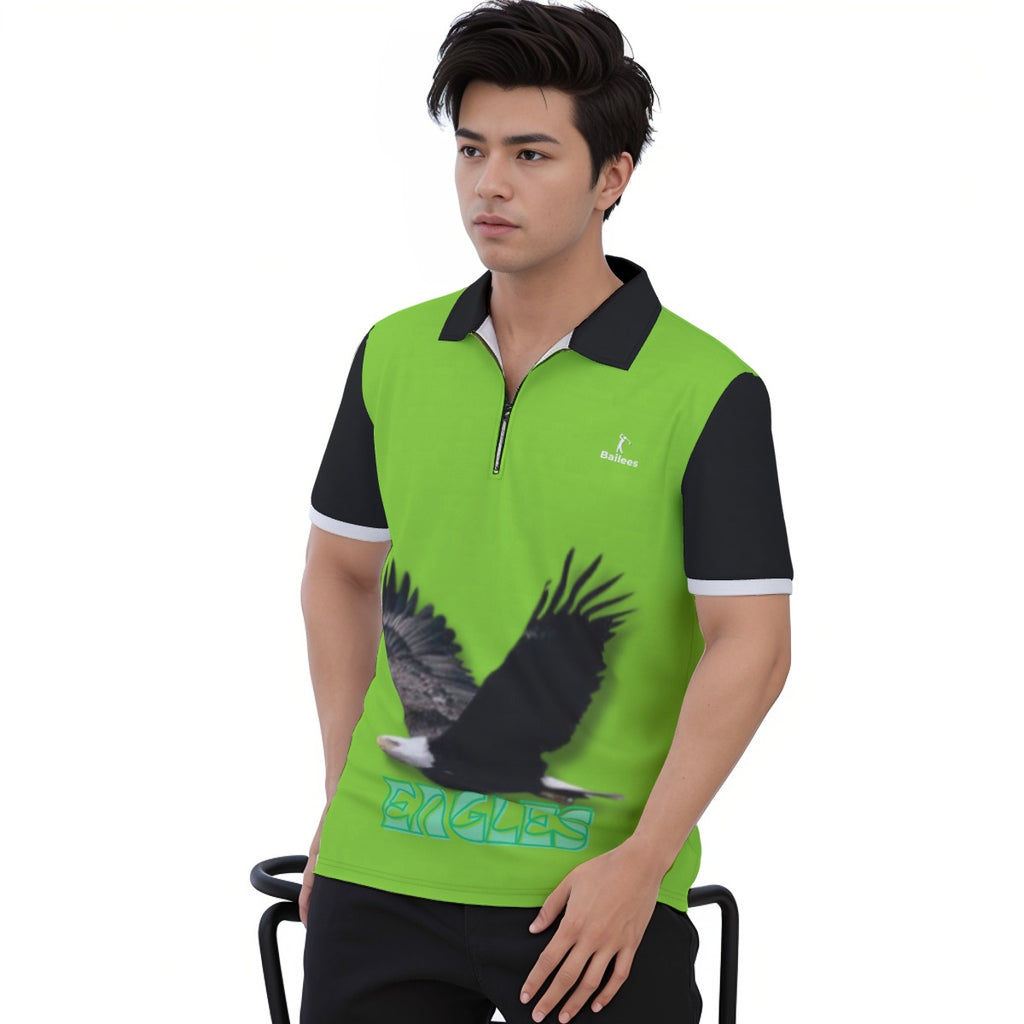 Bailees Men's Eagles Polo Shirt with  Zipper