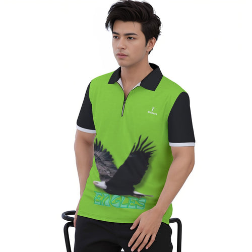 Bailees Men's Eagles Polo Shirt with  Zipper
