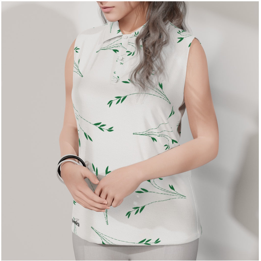 LB Jessica Sleeveless leaf polo Shirt