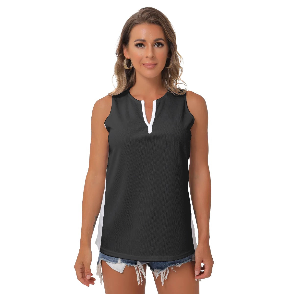 All-Over Print Women's Sleeveless V-Neck Top