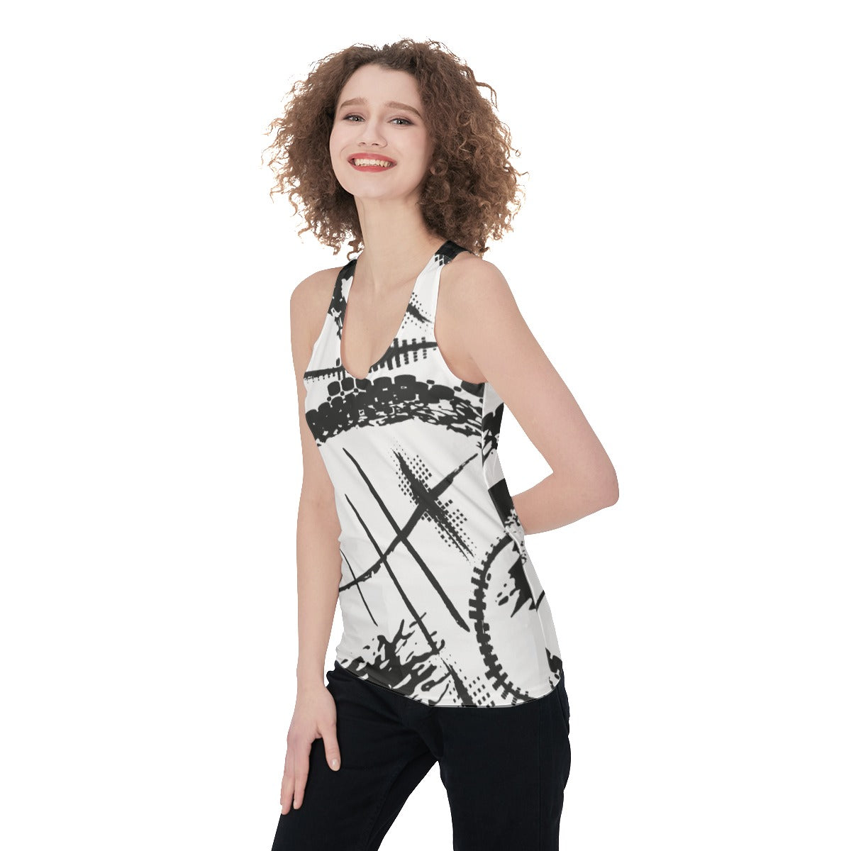LB Jessica black and white Racerback Tank Top