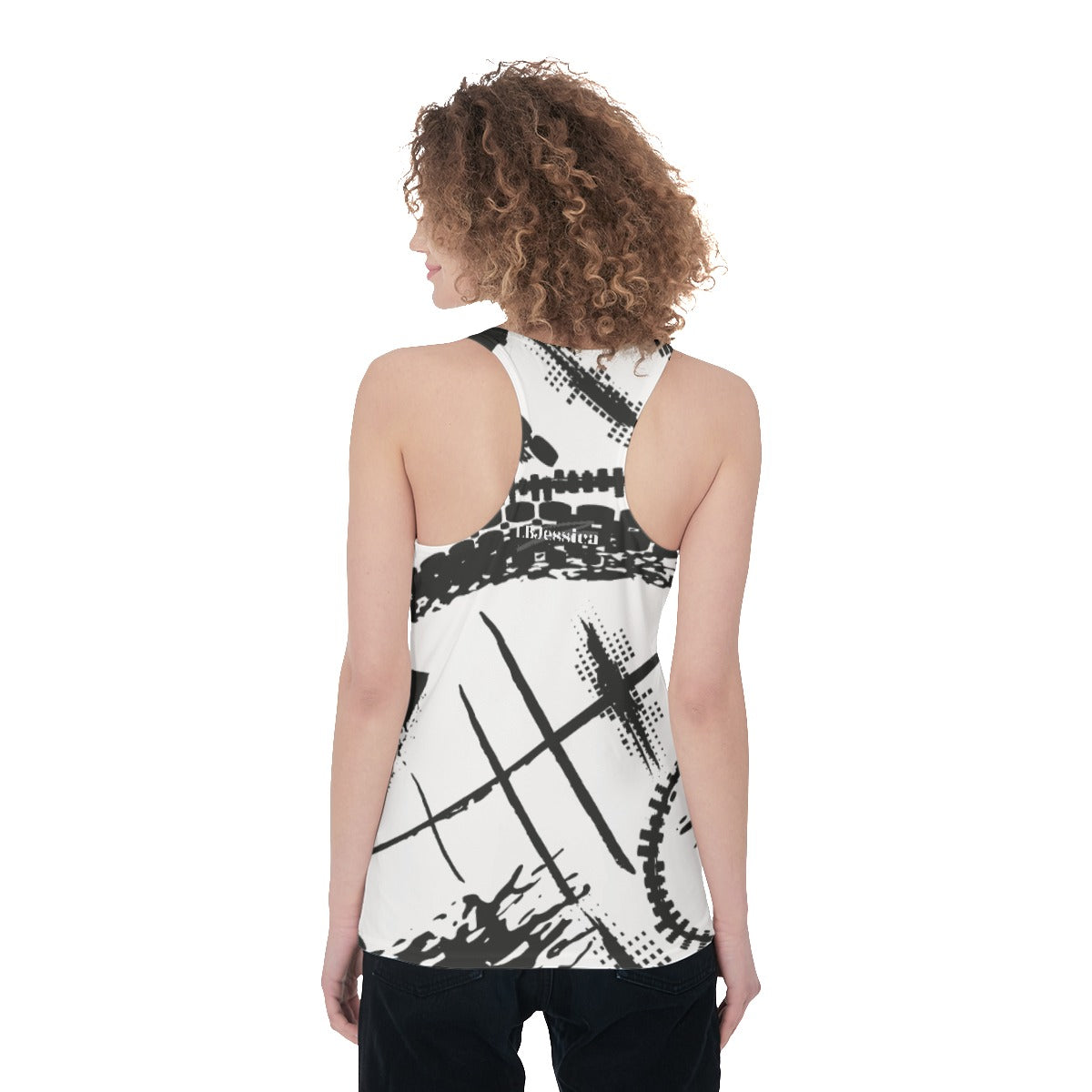 LB Jessica black and white Racerback Tank Top
