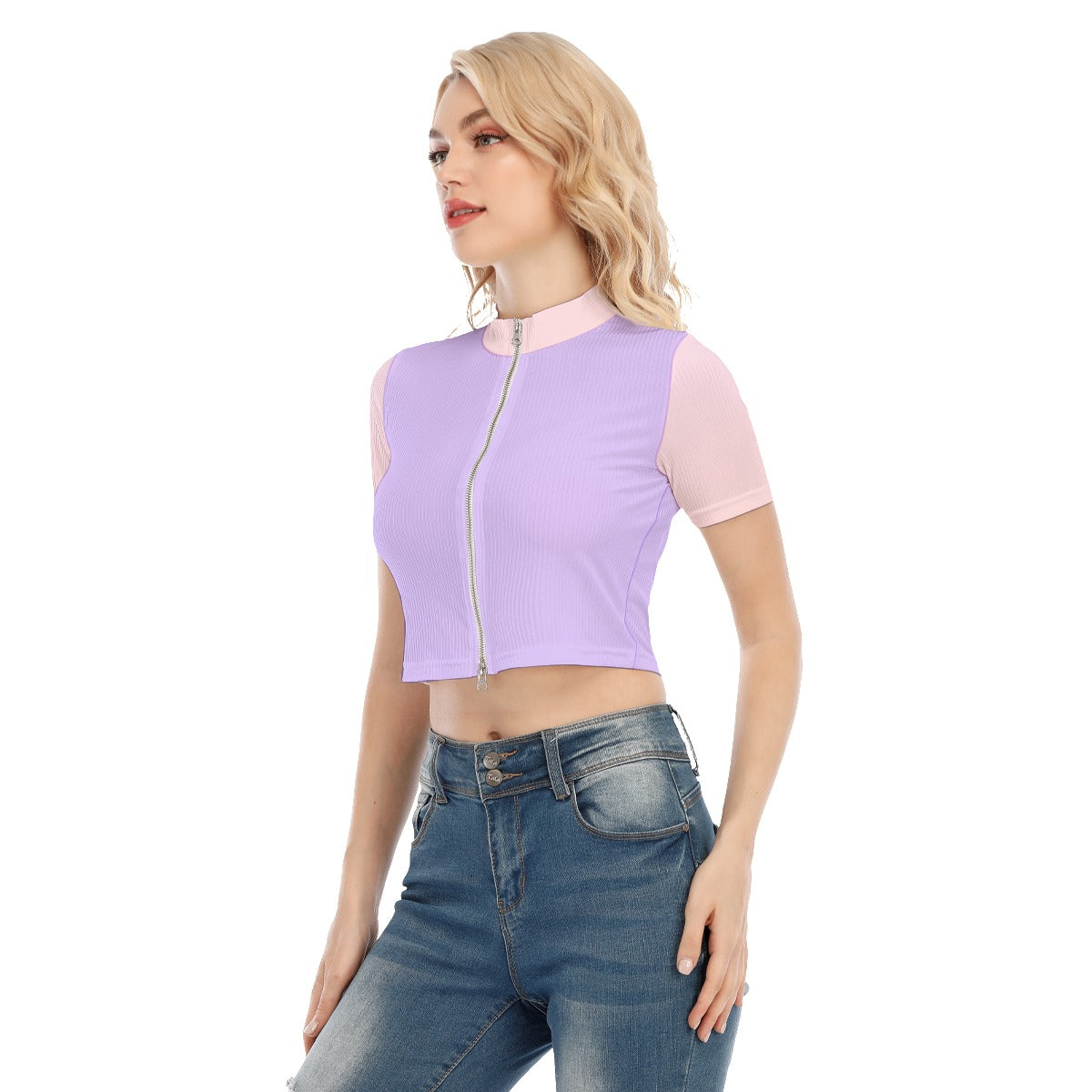 LB Jessica Sleeve T-shirt With Two-way Zipper