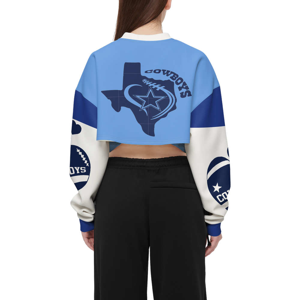 Women’s Cowboys Cropped Crewneck Sweatshirt-Techno Scuba Knit