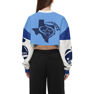 Women’s Cowboys Cropped Crewneck Sweatshirt-Techno Scuba Knit