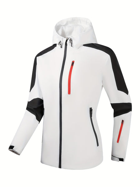 Womens Outdoor Jacket Fashion Color Block Sports Outdoor Hooded Jacket –  Bailees Discount goods LLC
