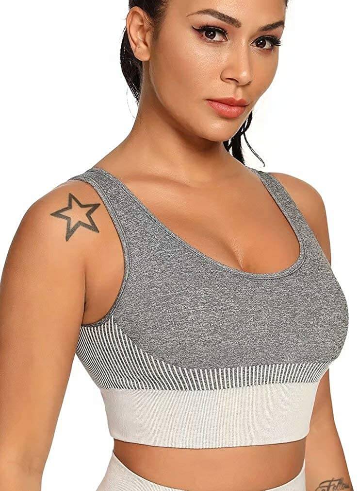 LicLiz Seamless Padded Sports Bras for Women Medium Support Fitness Workout Yoga Bra