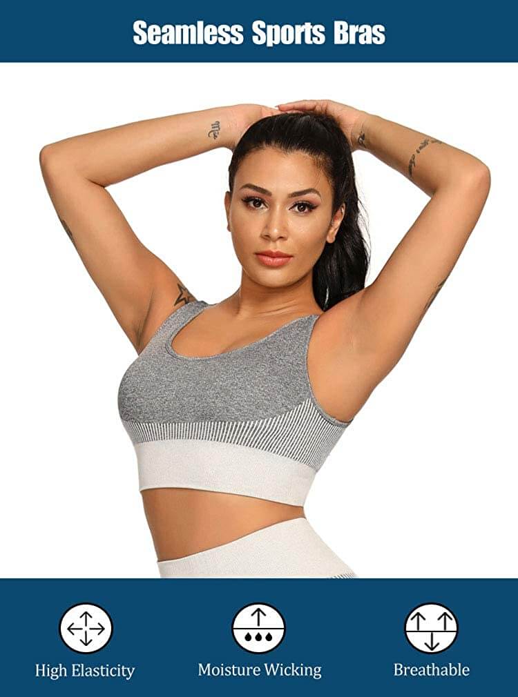 LicLiz Seamless Padded Sports Bras for Women Medium Support Fitness Workout Yoga Bra