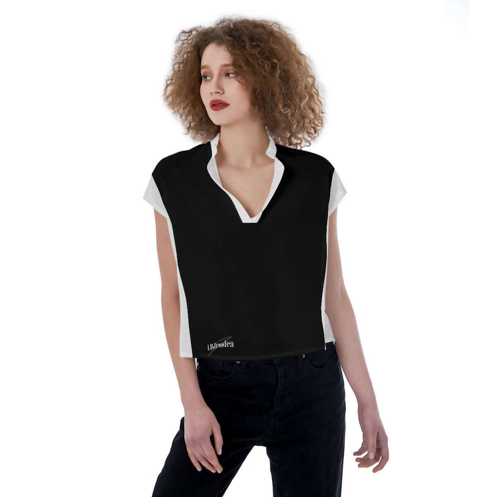 LB Jessica V-neck Stand-up Collar golf shirt