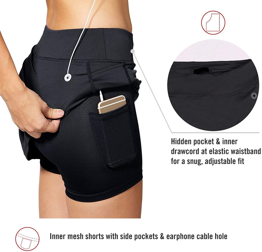 Women's Athletic Skorts Lightweight Active Skirts with Shorts Pockets Running