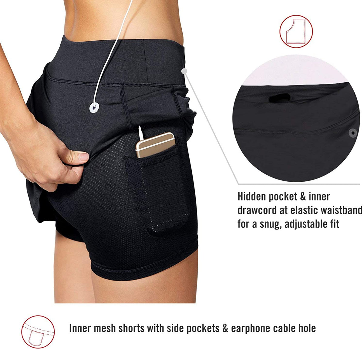 Women's Athletic Skorts Lightweight Active Skirts with Shorts Pockets Running