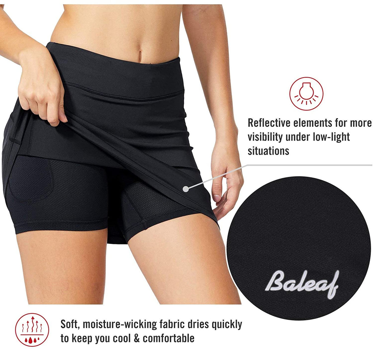 Women's Athletic Skorts Lightweight Active Skirts with Shorts Pockets Running