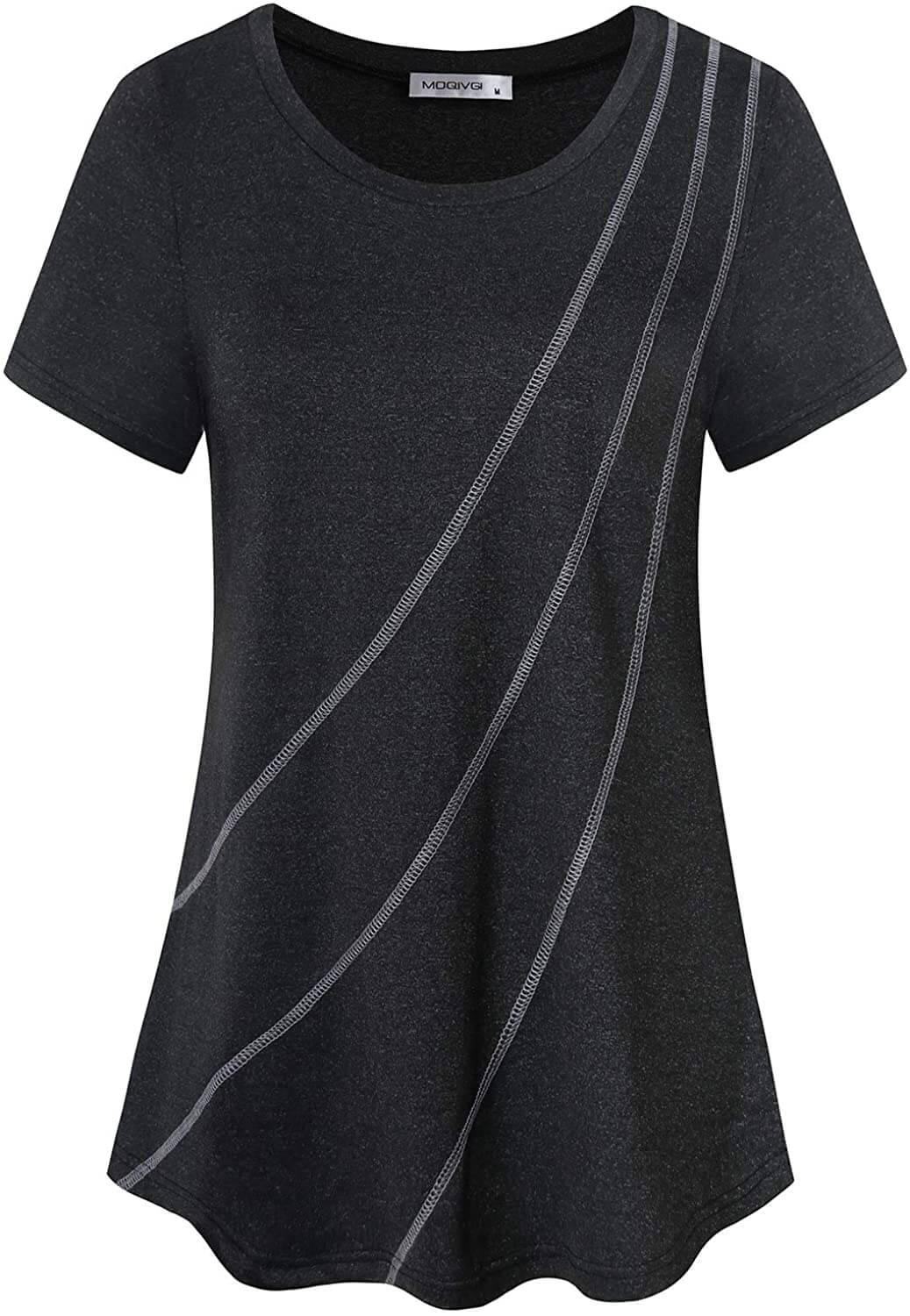 MOQIVGI Womens Crew Neck Casual Workout Tops Activewear Yoga Gym Sports Shirts