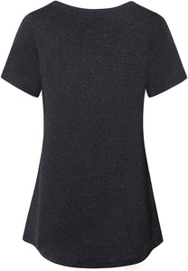 MOQIVGI Womens Crew Neck Casual Workout Tops Activewear Yoga Gym Sports Shirts
