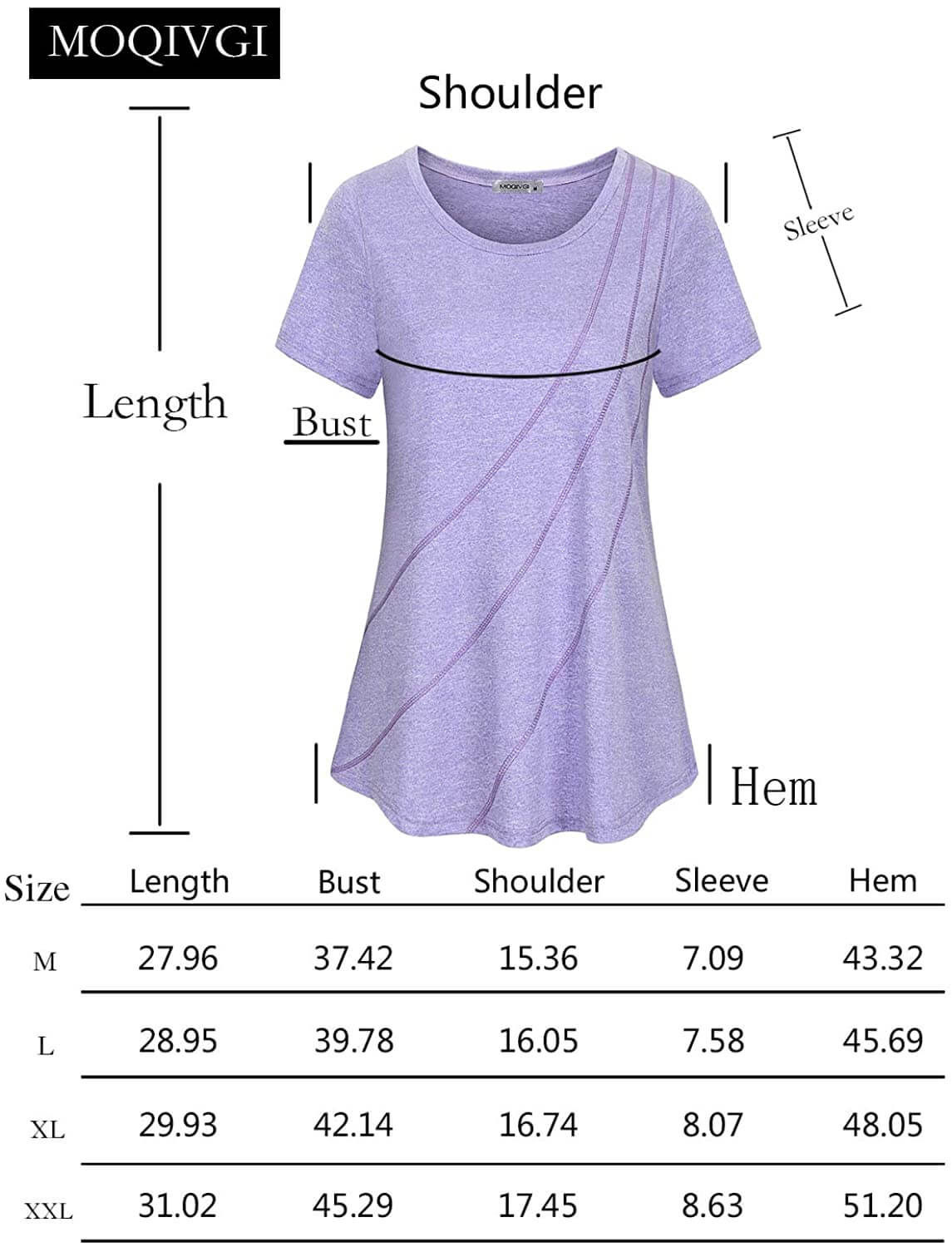 MOQIVGI Womens Crew Neck Casual Workout Tops Activewear Yoga Gym Sports Shirts