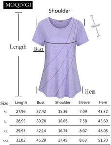MOQIVGI Womens Crew Neck Casual Workout Tops Activewear Yoga Gym Sports Shirts