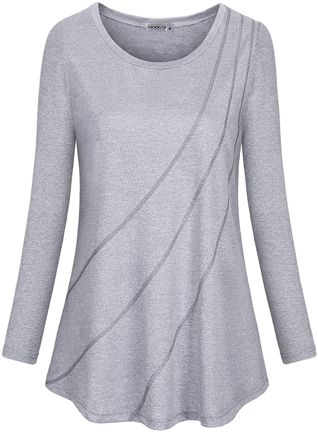MOQIVGI Womens Crew Neck Casual Workout Tops Activewear Yoga Gym Sports Shirts