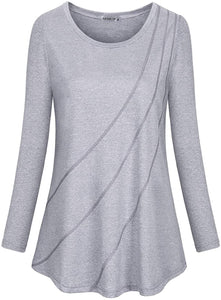 MOQIVGI Womens Crew Neck Casual Workout Tops Activewear Yoga Gym Sports Shirts