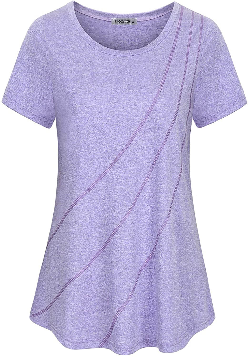 MOQIVGI Womens Crew Neck Casual Workout Tops Activewear Yoga Gym Sports Shirts