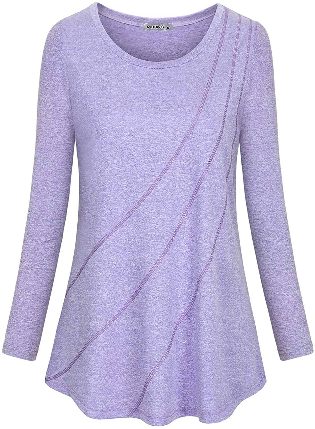MOQIVGI Womens Crew Neck Casual Workout Tops Activewear Yoga Gym Sports Shirts