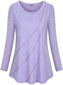 MOQIVGI Womens Crew Neck Casual Workout Tops Activewear Yoga Gym Sports Shirts