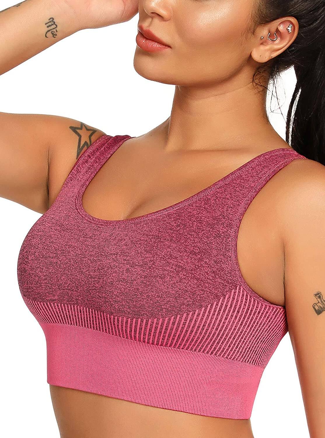 LicLiz Seamless Padded Sports Bras for Women Medium Support Fitness Workout Yoga Bra