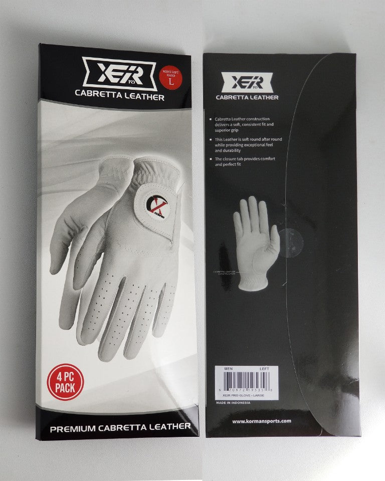 XEIR PRO  PREMIUM CABRETTA LEATHER WOMEN'S GOLF GLOVE  4-pack WORN ON LEFT HAND MEDIUM
