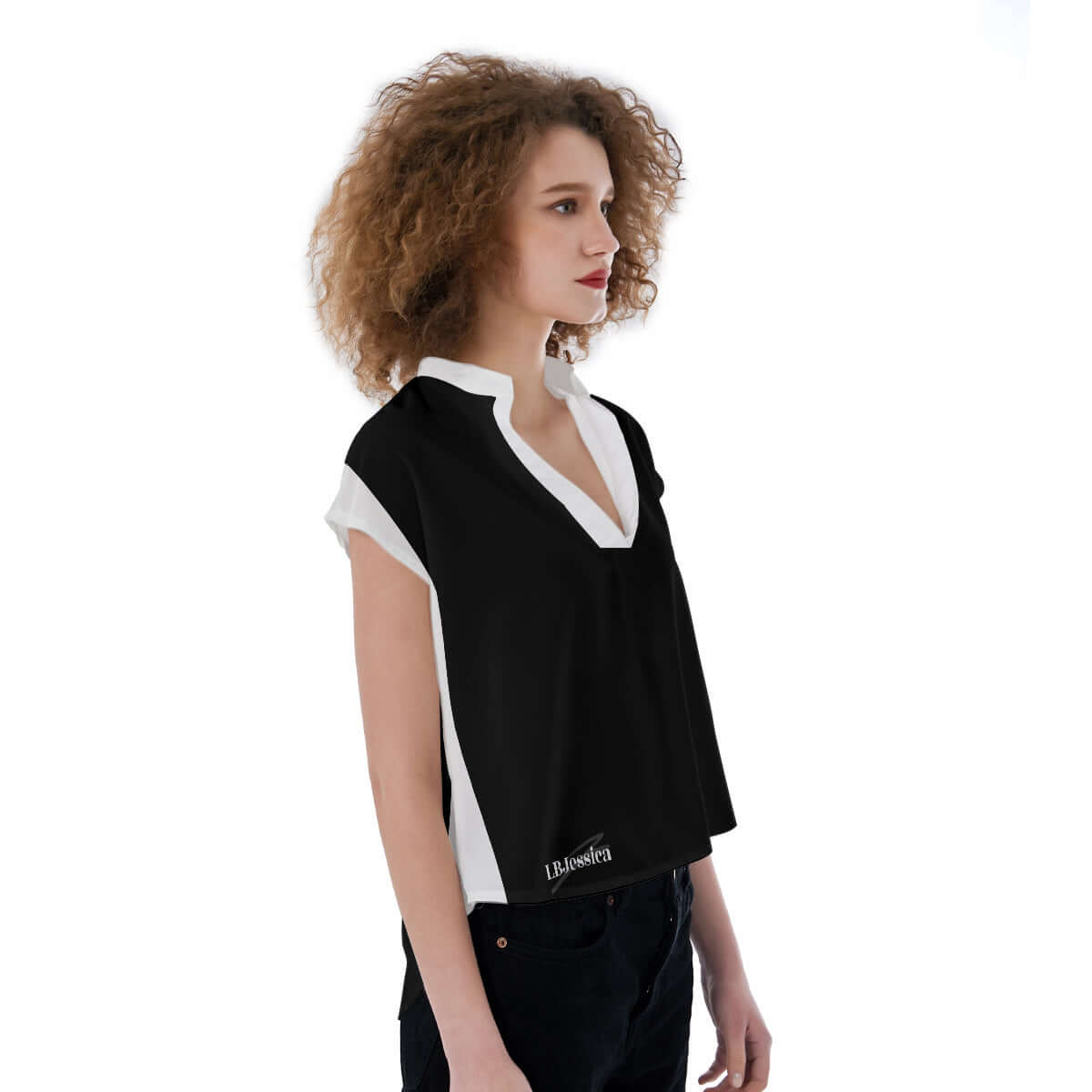 LB Jessica V-neck Stand-up Collar golf shirt