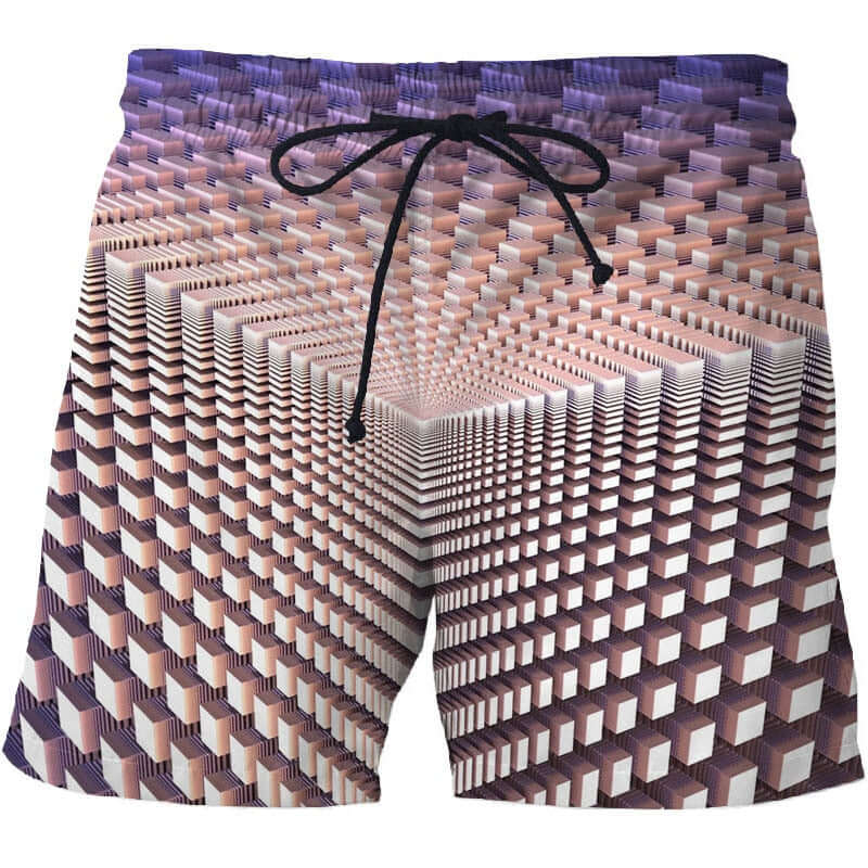 Men Beach Shorts Summer Fashion 3d Short Geometric Abstract Print Pattern board shorts off white swimwear short homme