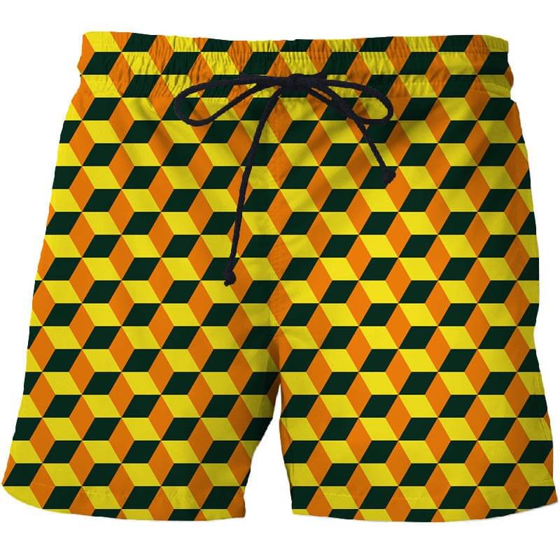 Men Beach Shorts Summer Fashion 3d Short Geometric Abstract Print Pattern board shorts off white swimwear short homme