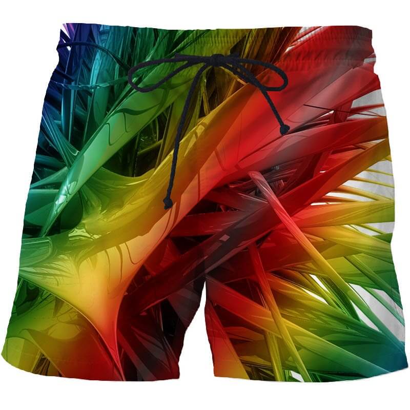Men Beach Shorts Summer Fashion 3d Short Geometric Abstract Print Pattern board shorts off white swimwear short homme