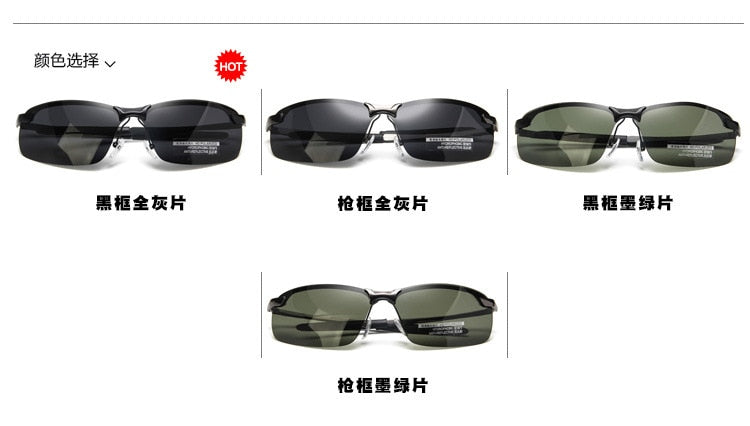 UV400 Goggles New Alloy Aluminum Men Sunglasses Brand Design Polarized Sun Glasses Driving Male Fashion Eyewear Rimless Outdoor