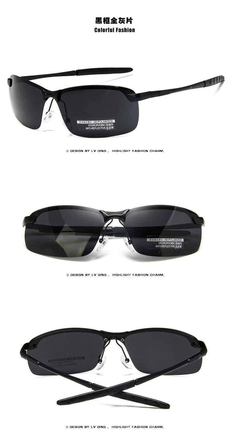 UV400 Goggles New Alloy Aluminum Men Sunglasses Brand Design Polarized Sun Glasses Driving Male Fashion Eyewear Rimless Outdoor