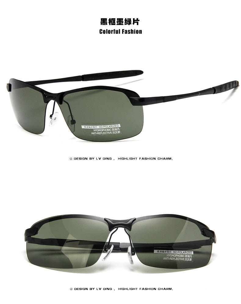 UV400 Goggles New Alloy Aluminum Men Sunglasses Brand Design Polarized Sun Glasses Driving Male Fashion Eyewear Rimless Outdoor