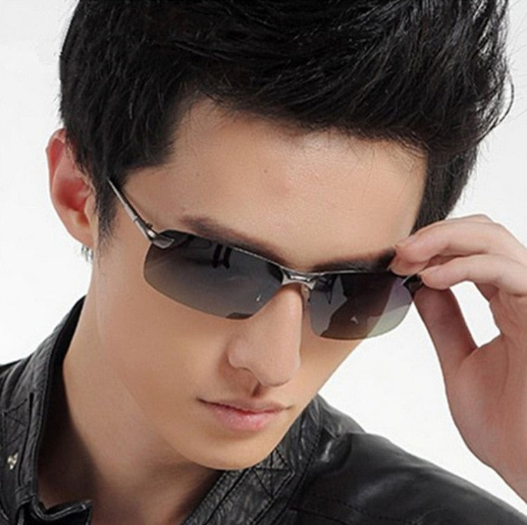 UV400 Goggles New Alloy Aluminum Men Sunglasses Brand Design Polarized Sun Glasses Driving Male Fashion Eyewear Rimless Outdoor